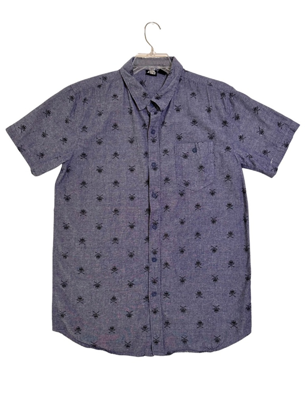 Star Wars Short-Sleeve Button-Down Shirt - Navy with Black Print
